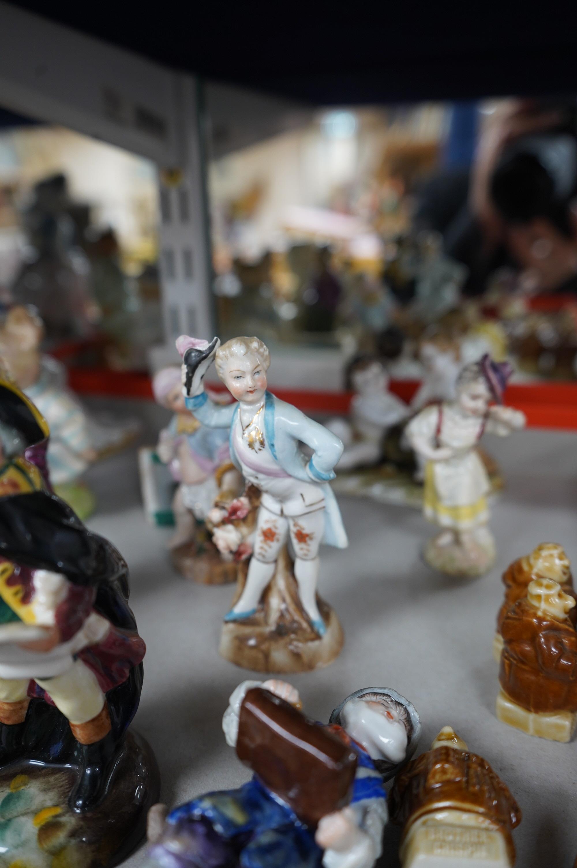 A collection of Beswick Beatrix Potter figures and other porcelain figures, including Meissen, Doulton and Lladro. Condition - mostly good